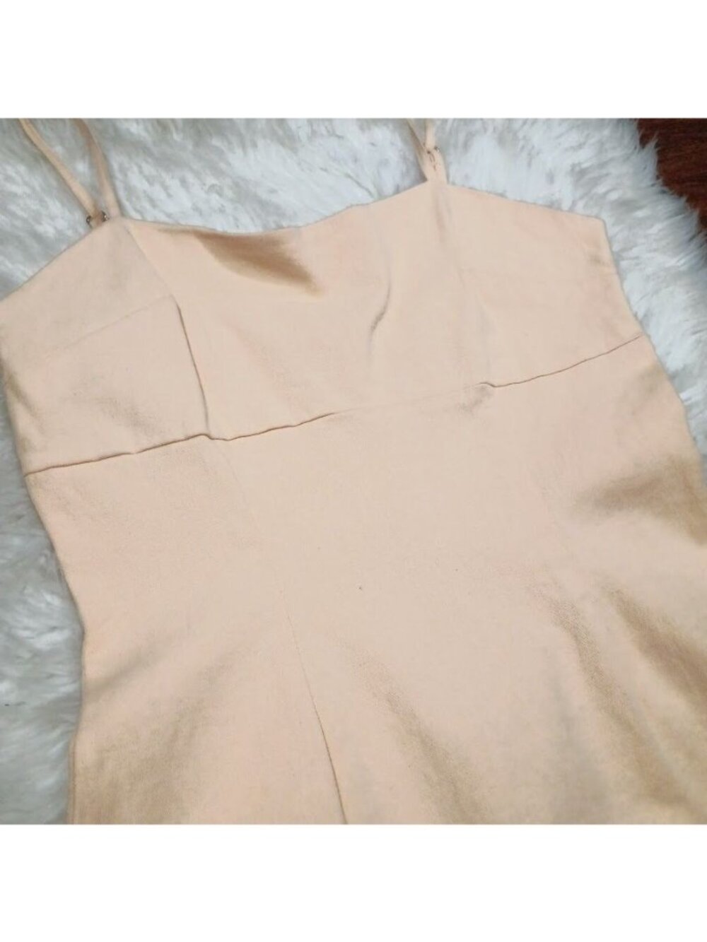 Avec Les Filles Size 12/14 Peach Square Neck Stretchy Mini Dress  Adjustable - Picture 9 of 13